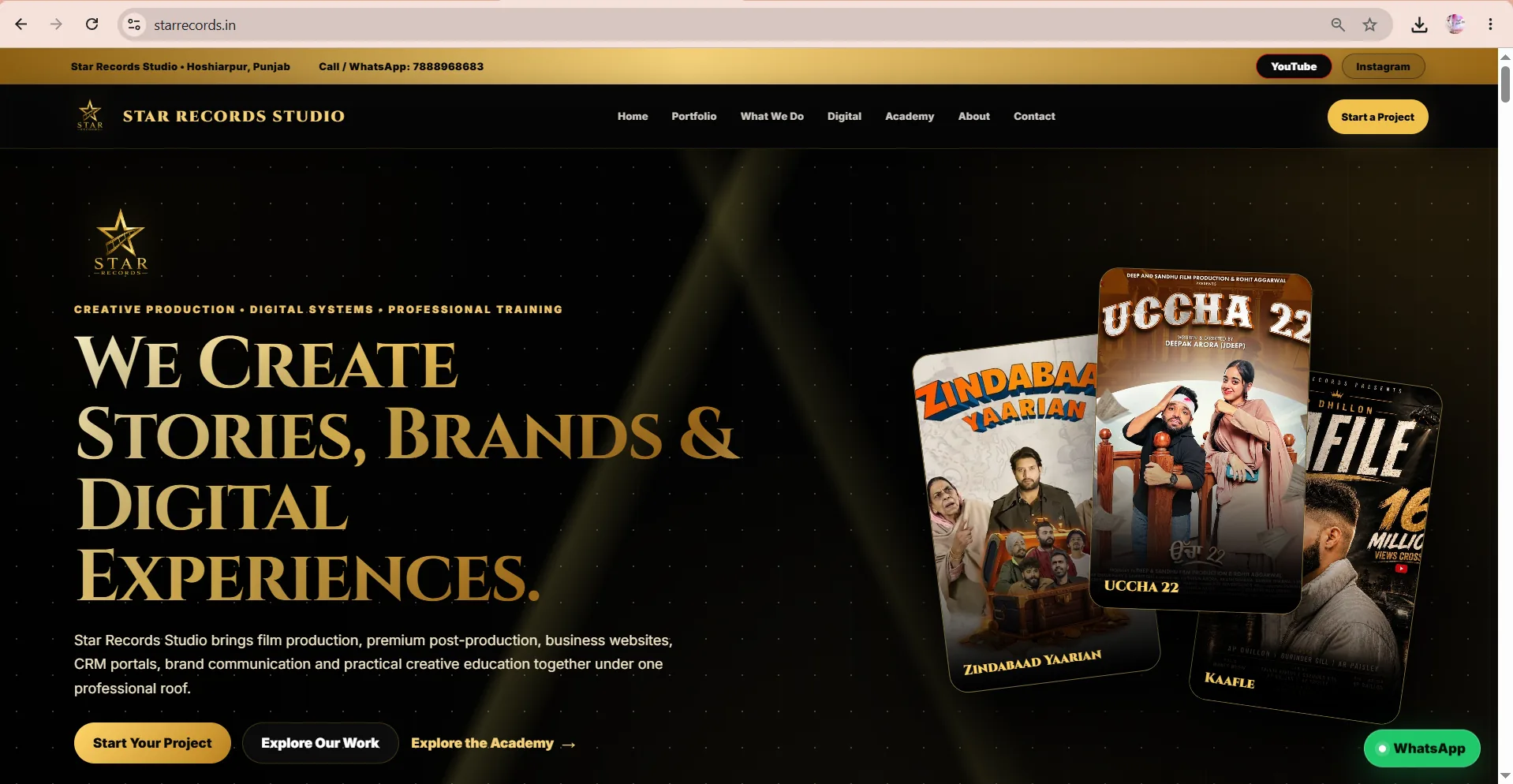 Star Records Studio website designed by DAPVIORA